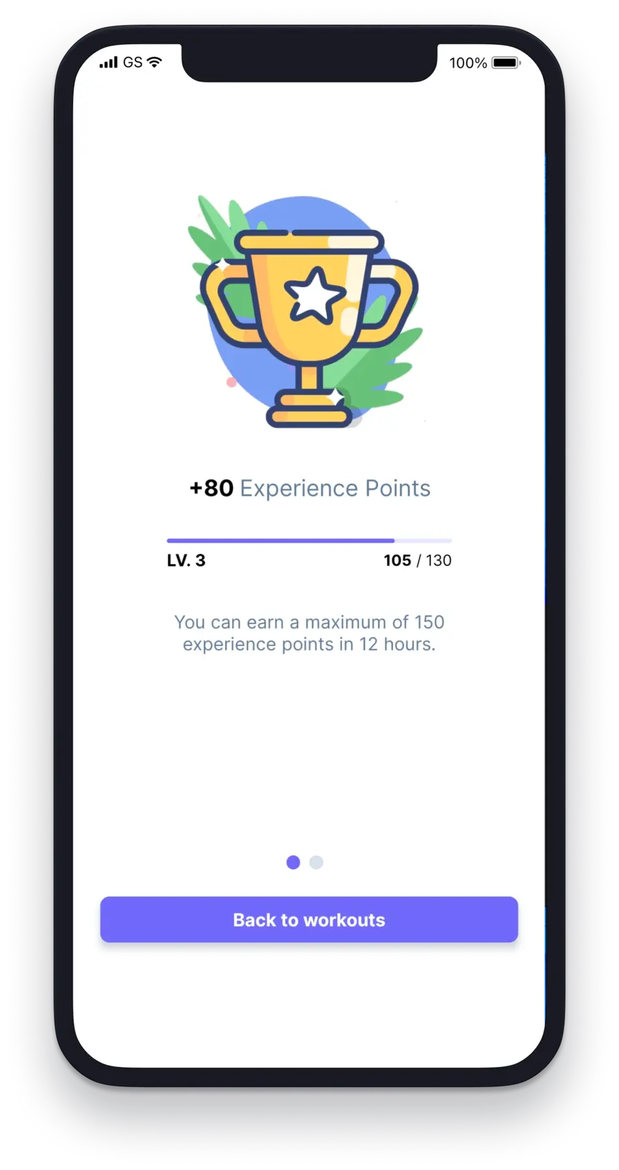 Experience rewards screen image